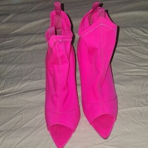 Women's Pink Peep-Toe Ankle Boots